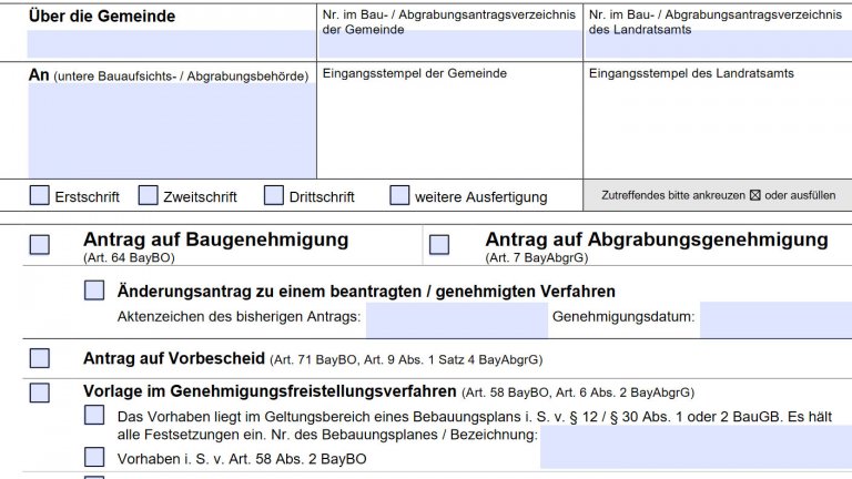 Bauantragsformular