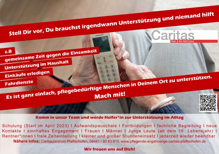 Caritas Aushang Helfer zur Unterstützung im Alltag