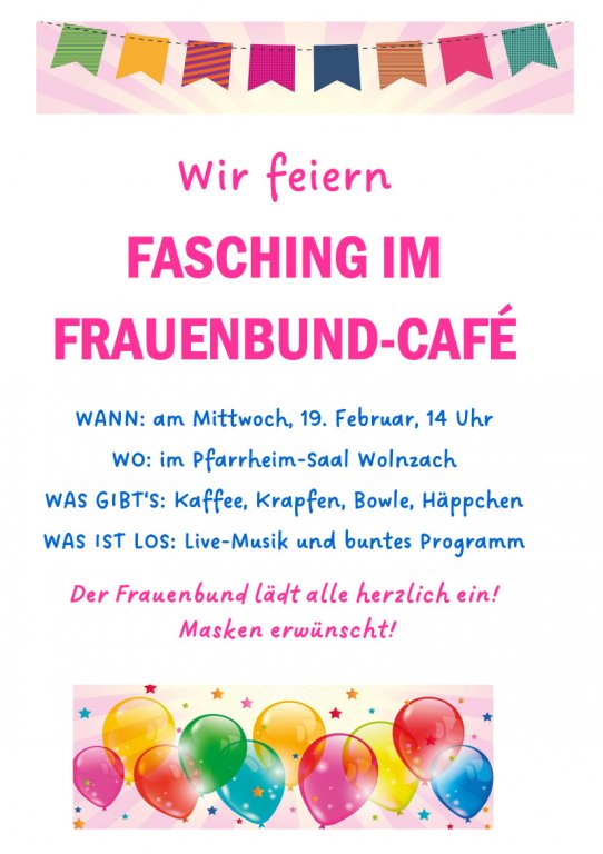 Grossansicht in neuem Fenster: KDFB Wolnzach Fasching im Frauenbund-Cafe