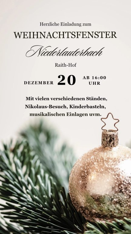 Grossansicht in neuem Fenster: Adventsfenster Niederlauterbach